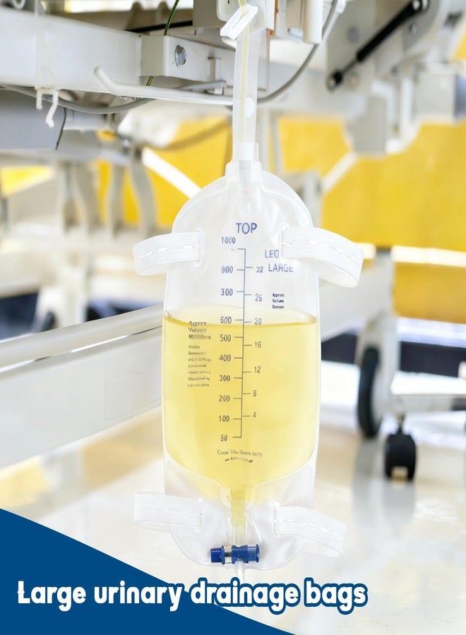 Ysglory 6Pcs Catheter Leg Bags 1000ml Urinary Drainage Bag for Men Women Urine Collection Bag Anti-Reflux Cross Valve with Cloth Straps to Attach to Your Foot - Image 3